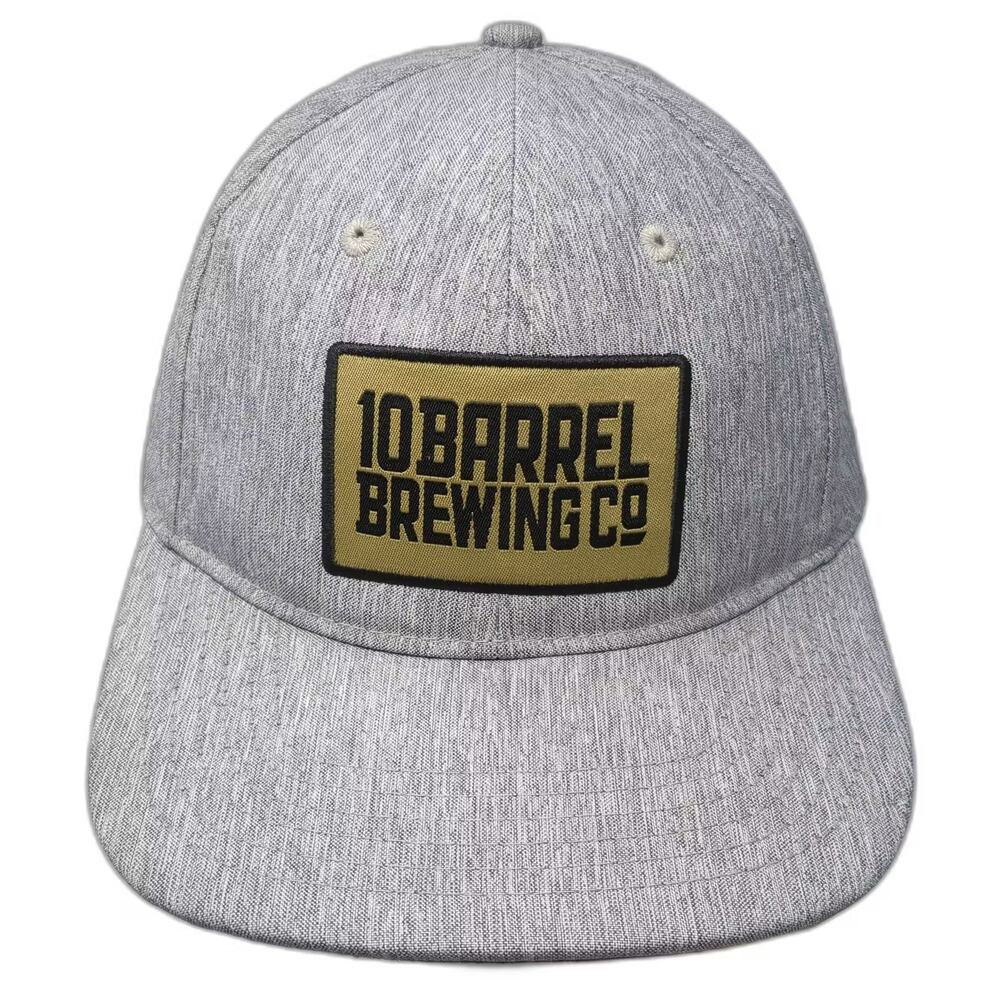 10 Barrel Brewing Co Snapback Hat Gray Gold One Size Flat Brim Adjustable Patch